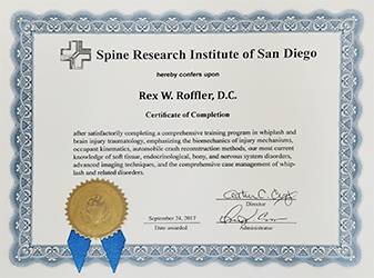 CA- Winter Park Spine certifs san diago